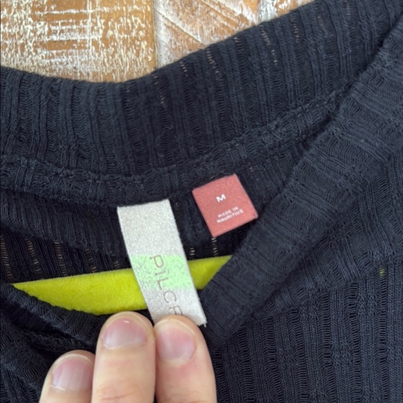 Pilcro Sheer Layering Black Ribbed Long Sleeve Top - Picture 7 of 8